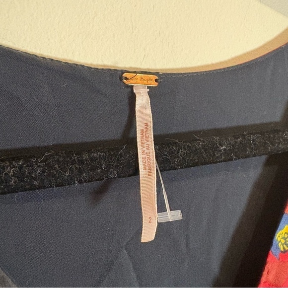 FREE PEOPLE Morning Light Mini Dress - Black Polka Dot & Red Poppy Floral Size 2 - Picture 7 of 9